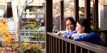 Women and friends enjoying a onsen trip