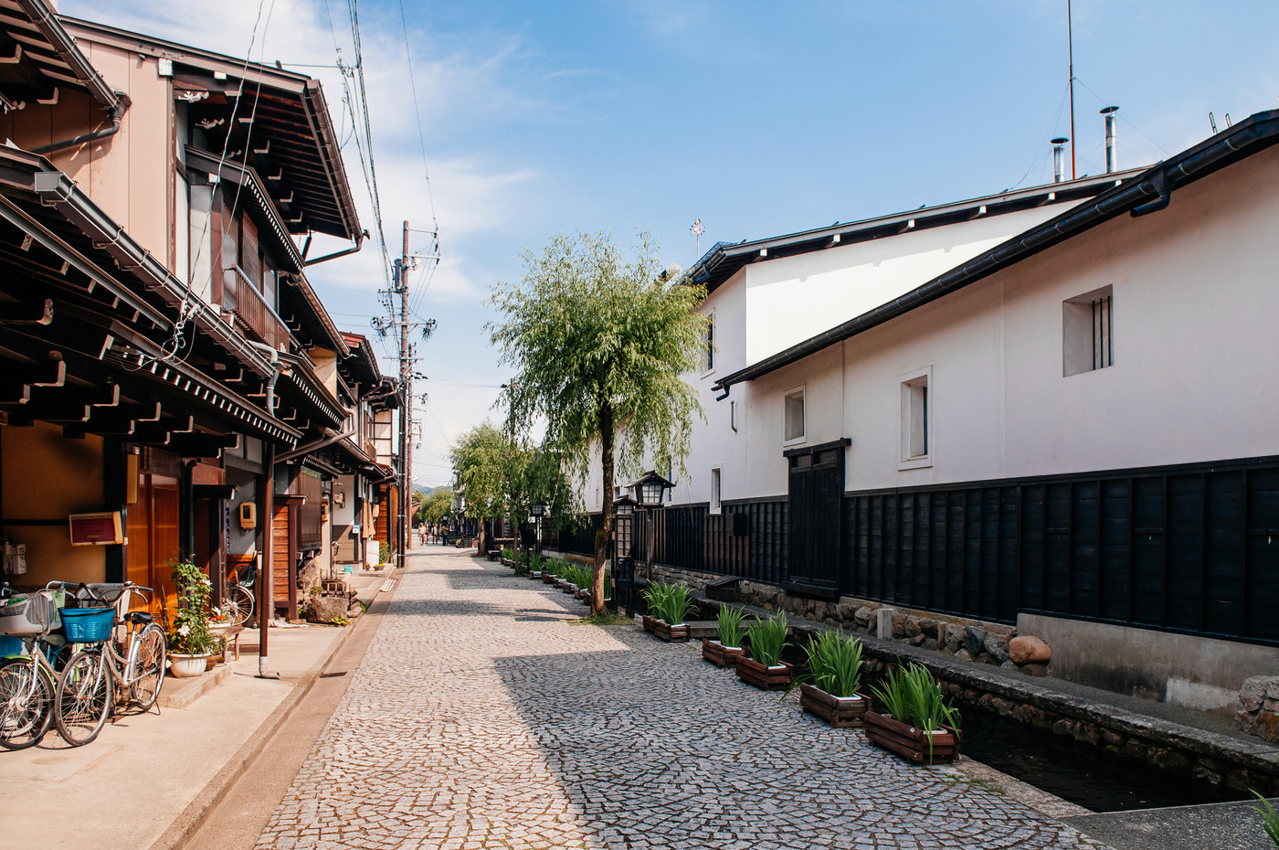 Old houses and small natural stream Hida Furukawa