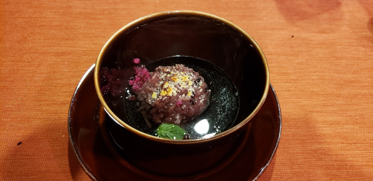 出汁をかけてリゾットに