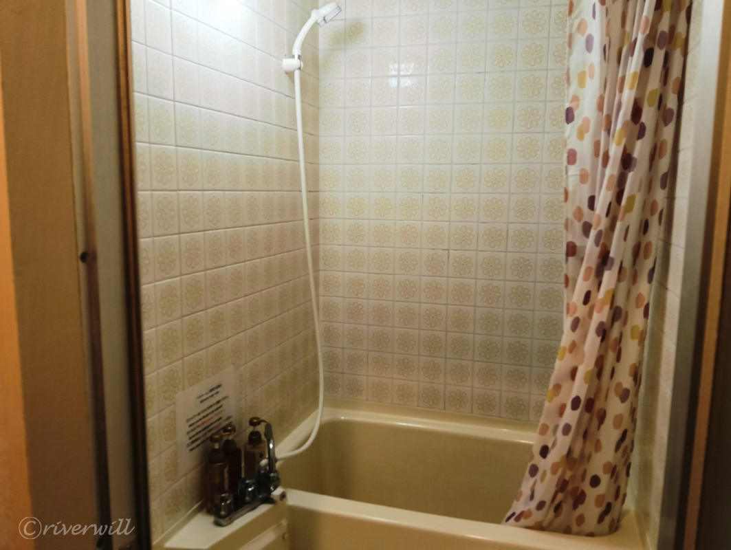 共有バスルーム。湯船もあるけど湯を張っちゃダメ