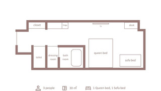 コンフォート ツインルーム クイーンベッド 1 台ソファーベッド付き 禁煙 冷蔵庫