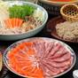 【温泉付きコテージ】【部屋食】信州贅沢鍋♪信州産豚肉と信州サーモンを特製出汁で | AMBIENT 安曇野コテージ