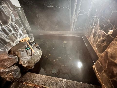 夜の貸切露天風呂