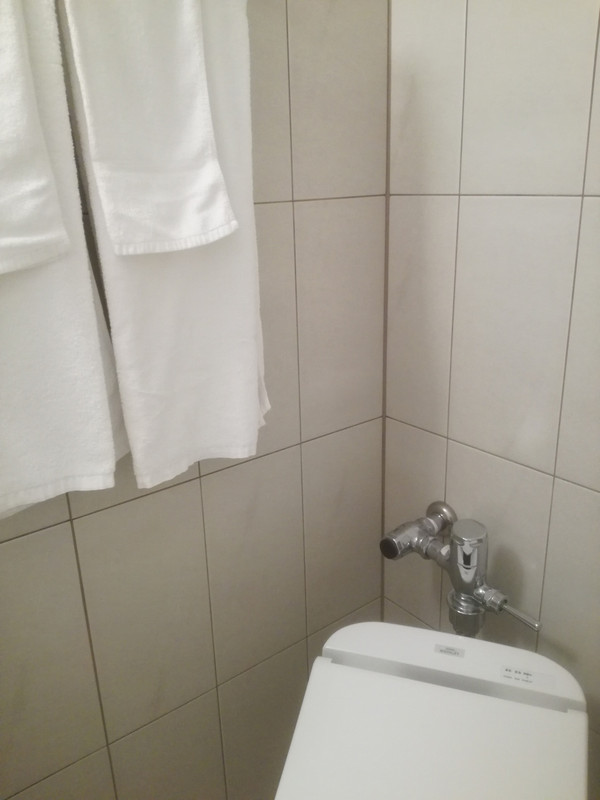 バスタブと便器が向かい合って配置されている