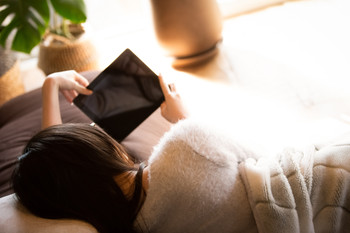 Woman looking at tablet lifestyle