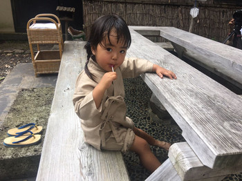 child in onsen