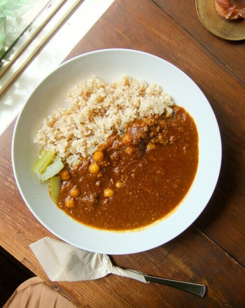 「喫茶ミンカ」 料理 121311179 玄米とひよこ豆のカレー。