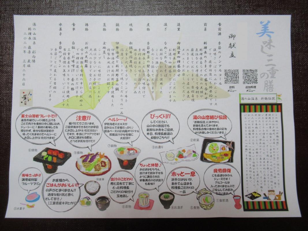 夕食のメニュー