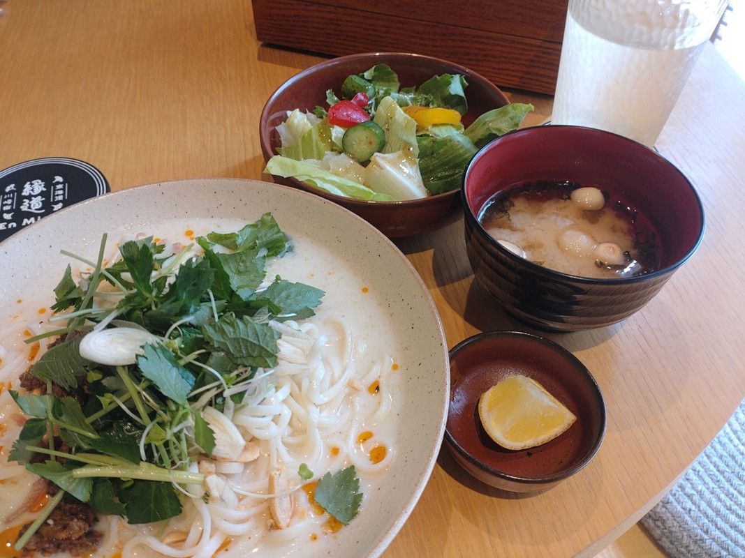 昼食の豆乳坦々冷やしうどん