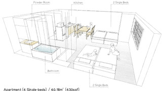 アパートメント (4 Single-Beds)