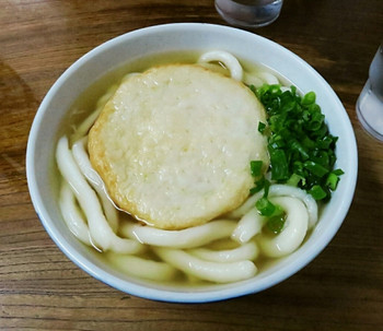 「みやけうどん」料理 754127 うどんに青ネギを入れてみた図〔16/4/2撮影〕