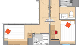 Connecting Room (Double Room with Shower Booth &  Economy Double Room with Unit Bath)