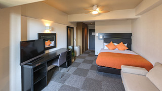 スタンダードルーム　ダブルベッド1台　禁煙　清掃料金別　連泊時の清掃なし