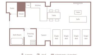 最上階デラックスルーム (禁煙/58平米/5名定員)