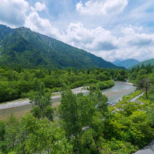 全室から見える梓川と六百山 / 5