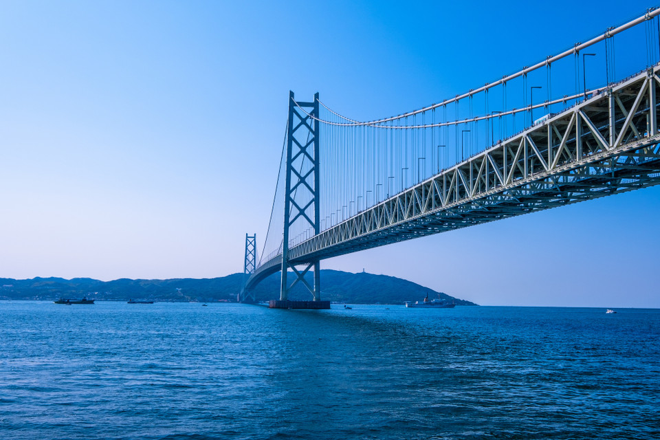 明石海峡大橋と淡路島