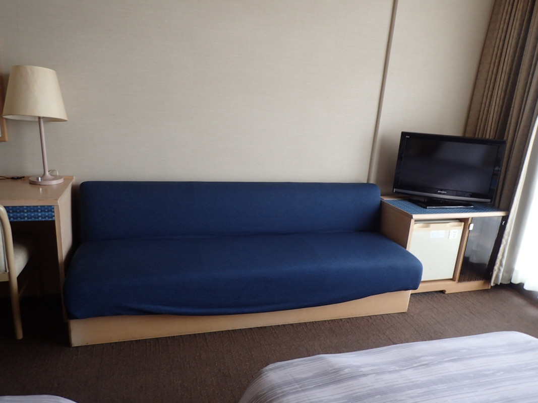 ソファベッドが場所をとっている