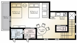 デラックス ダブルまたはツインルーム 禁煙 キッチン