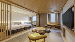 [1泊2食 星ビュッフェプラン｢和ダイニング星 HOSHI｣] 星館デラックス和洋室(海側)(58sqm) 寝具の数は(3歳以上)予約人数分