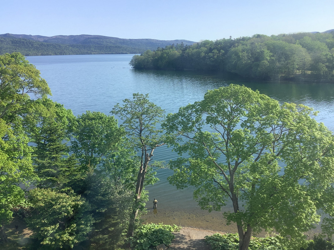 部屋から見える阿寒湖