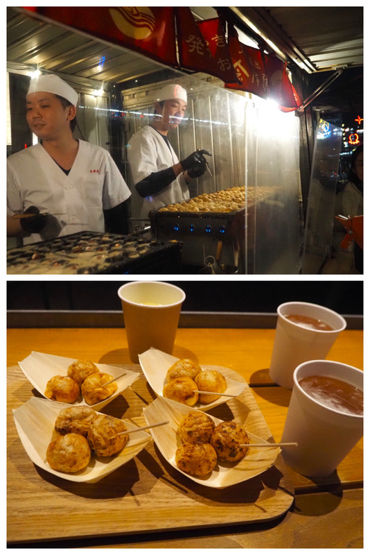 たこやきとビールのサービス