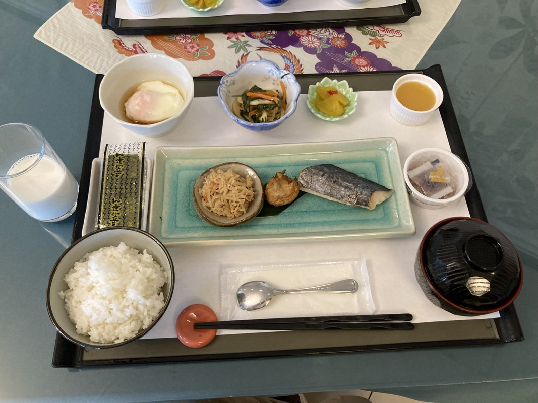 ただ見られながらの焼き魚ごはん。量も足りなかった。