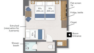 スタジオ 25 ツイン/トリプル (禁煙)