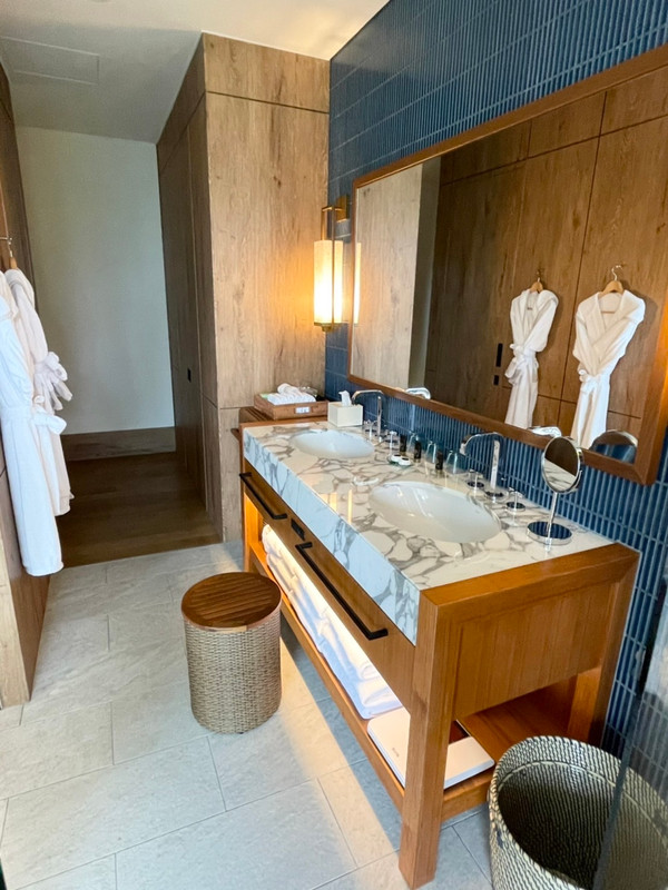 「プール付きデラックススイート」のバスルーム。ガラス張りなので子どもを見ながら入ることができて安心 / 4