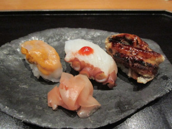 「ガンツウ」 料理 195538873 鮨の握り（穴子、蛸、カワハギ肝添え）