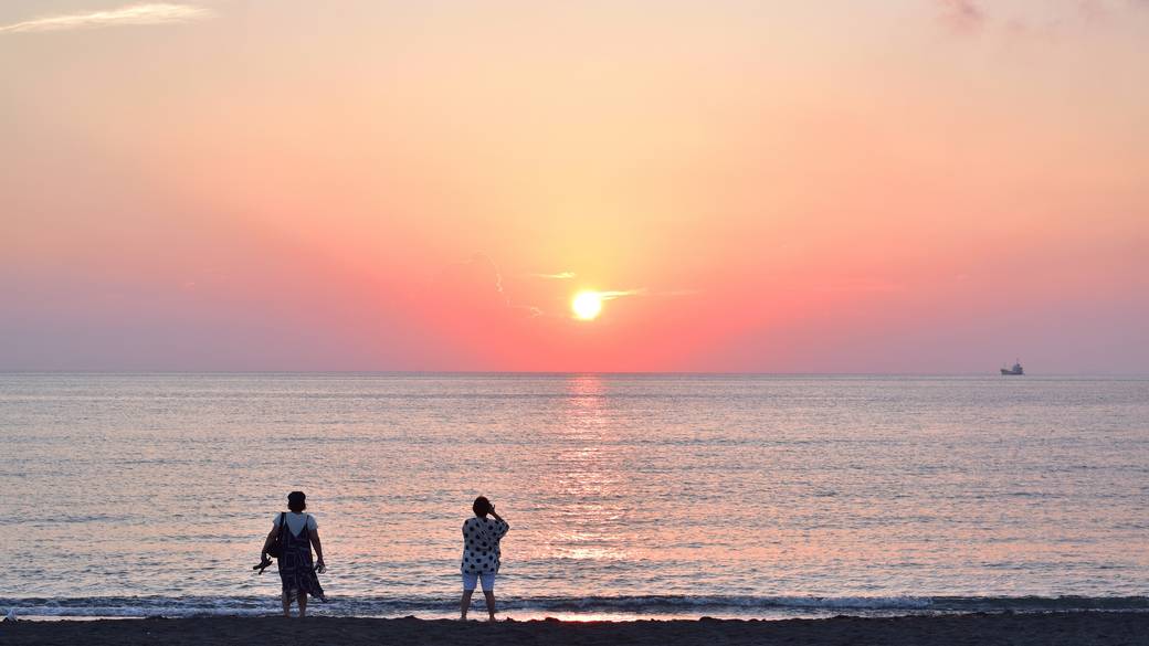 北条海水浴場の夕日 / 2