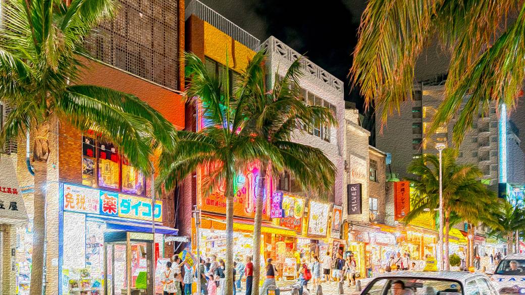 夜の国際通りの雰囲気 / 1