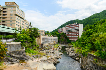 Jozankei onsen Town (summer, view from Tsukimi Bridge)
