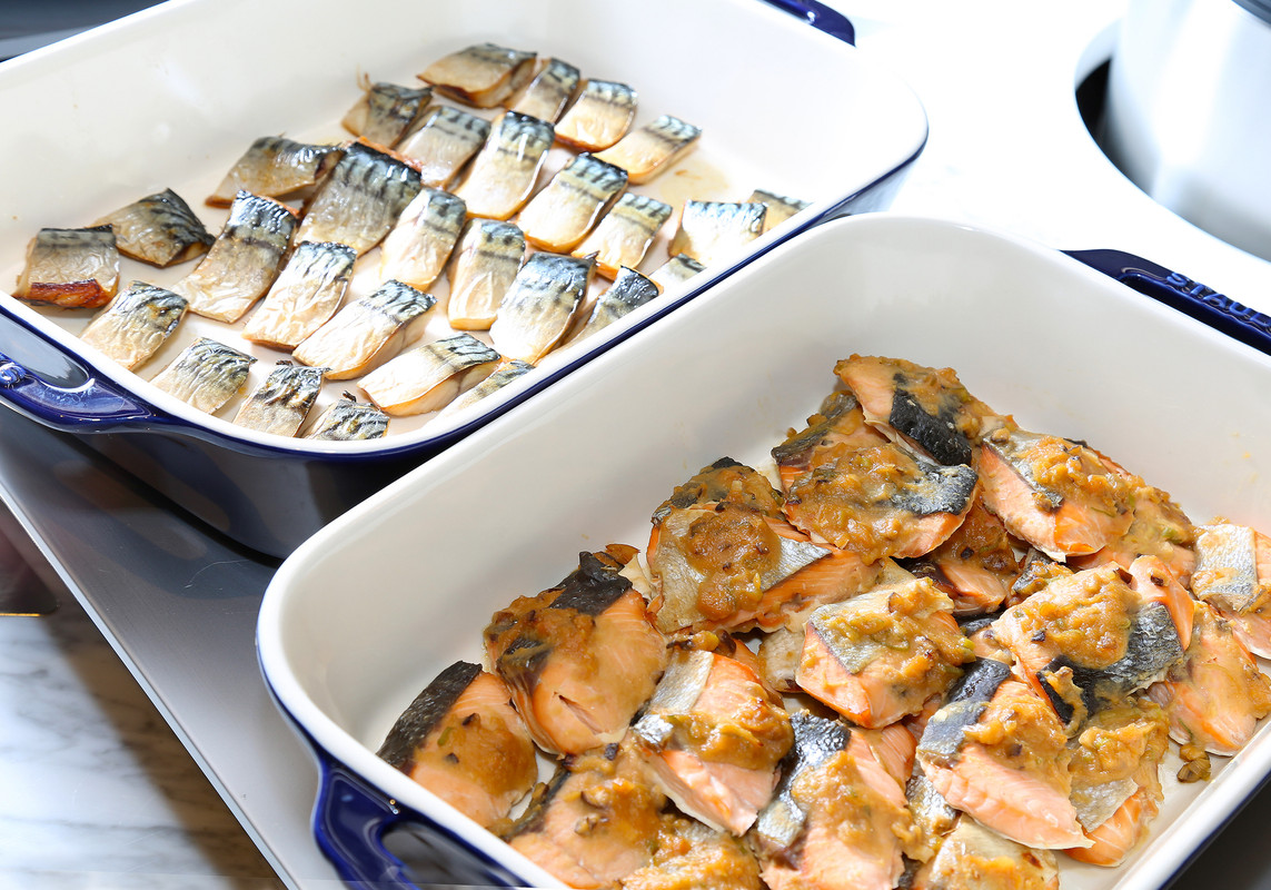 朝食ビュッフェの焼き魚