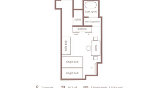 デラックス トリプルルーム ベッド (複数台) 禁煙 キッチン