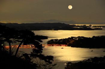 Full moon over Matsushima Bay