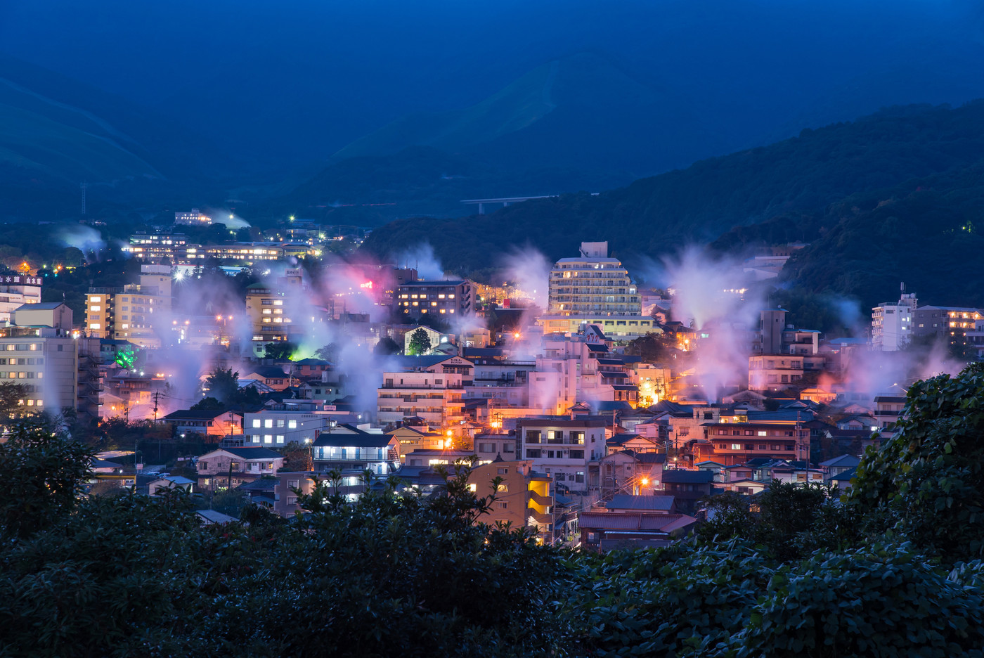 大分　別府湯けむり展望台　夜景　別府の街を一望