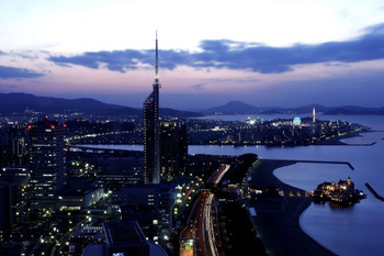 Cityscape and scenery of Fukuoka City Night view of Island City (nearby)