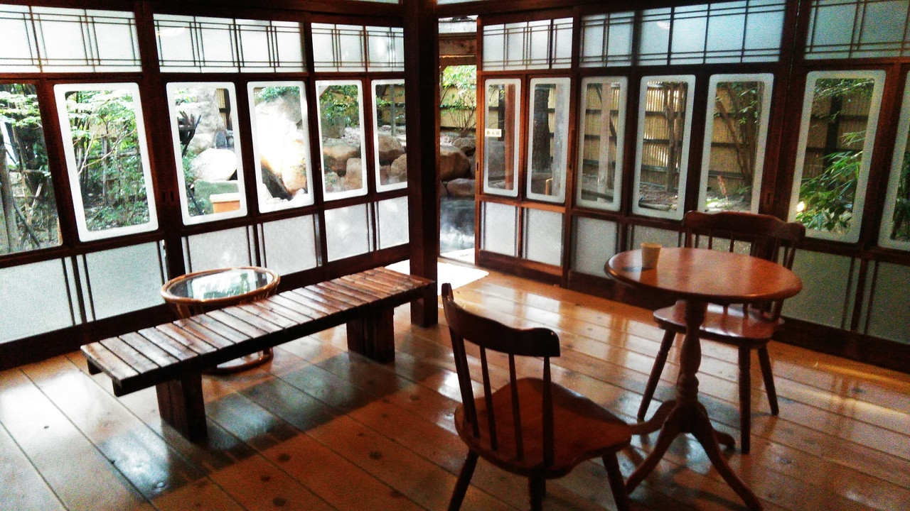 露天風呂の脱衣場。ここだけ別世界