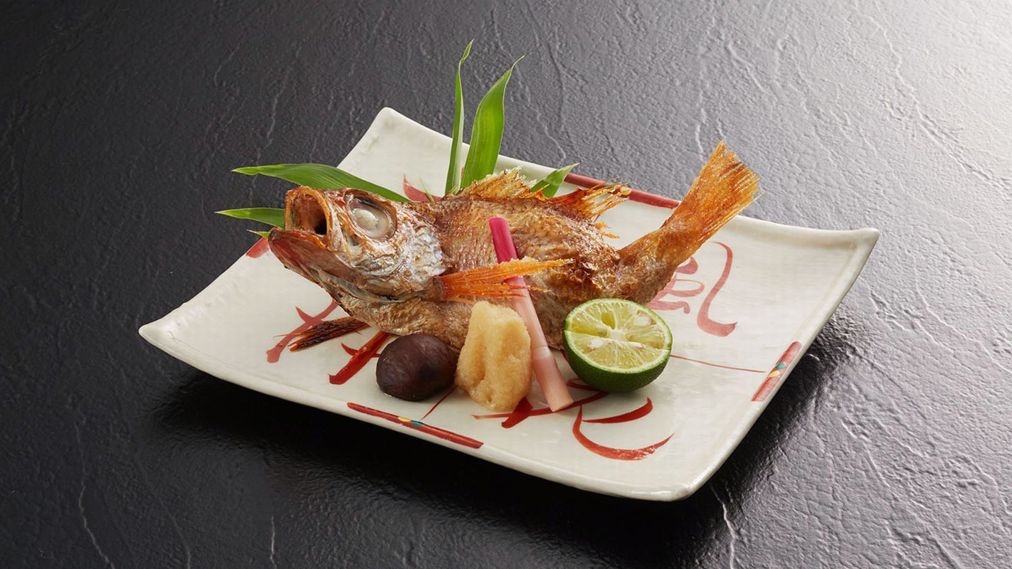 Grilled seaperch with salt