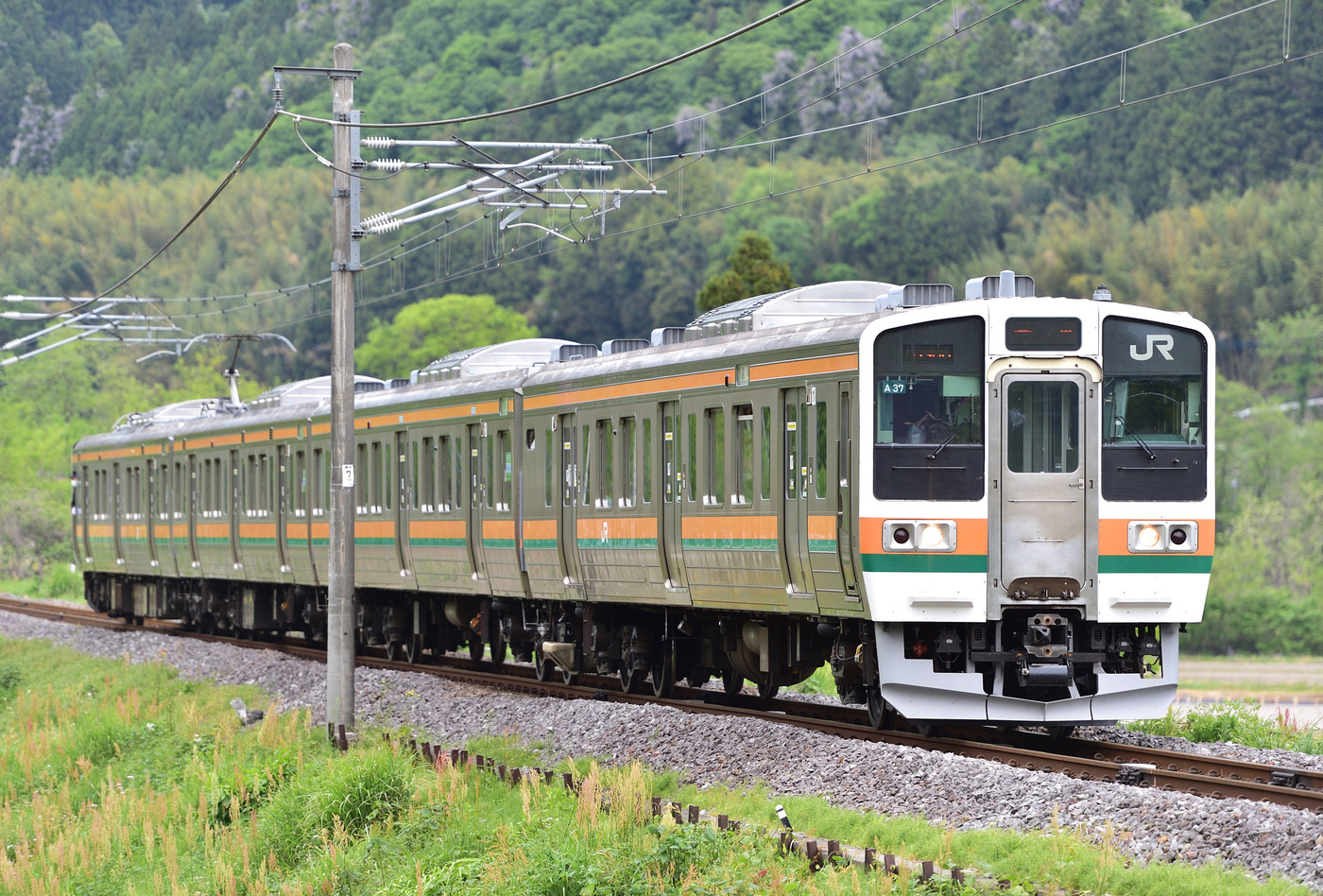 吾妻線　小野上－祖母島　JR東日本　211系3000番台　A37編成（高崎）