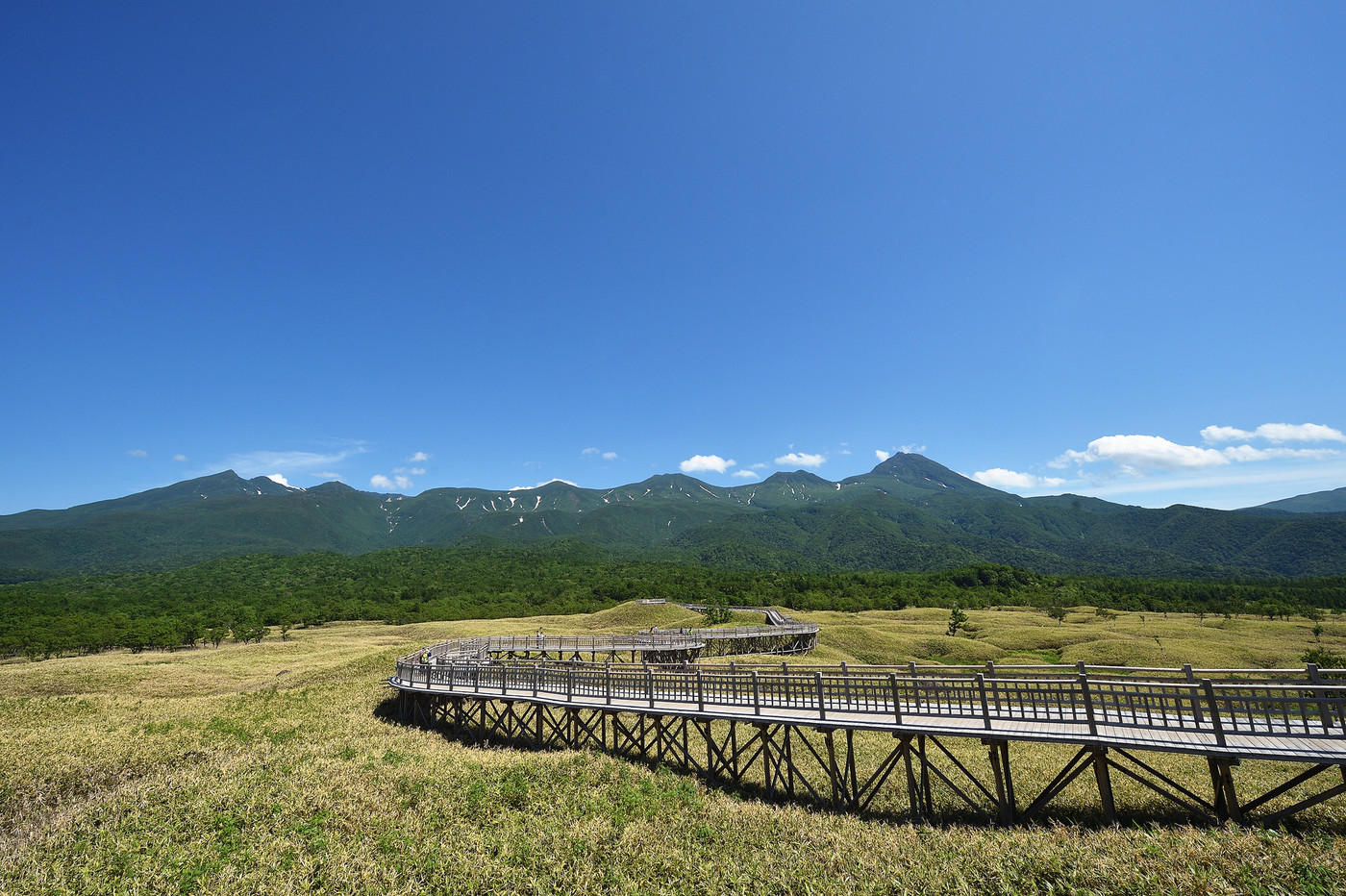 知床五湖の遊歩道から見た知床連山（北海道）