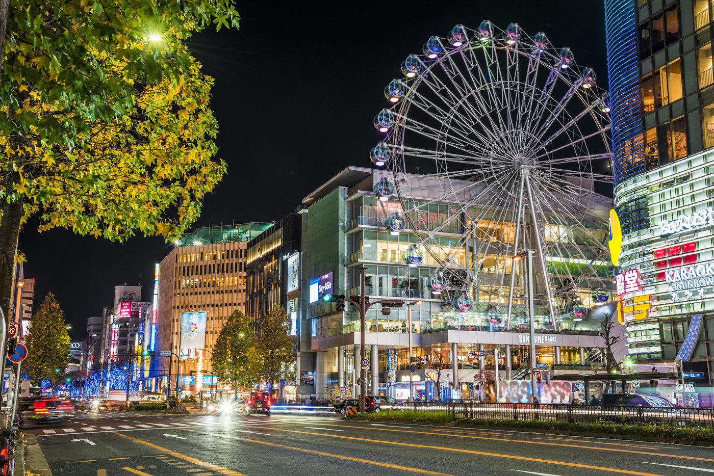 《愛知県》名古屋都市風景　名古屋栄の夜景　サンシャインサカエの観覧車　