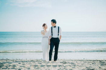 seaside wedding portrait