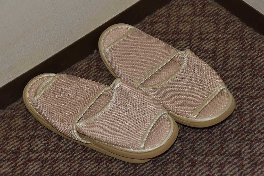 部屋のスリッパ。裏も表も無思慮に重ねて。使う気になれなかった