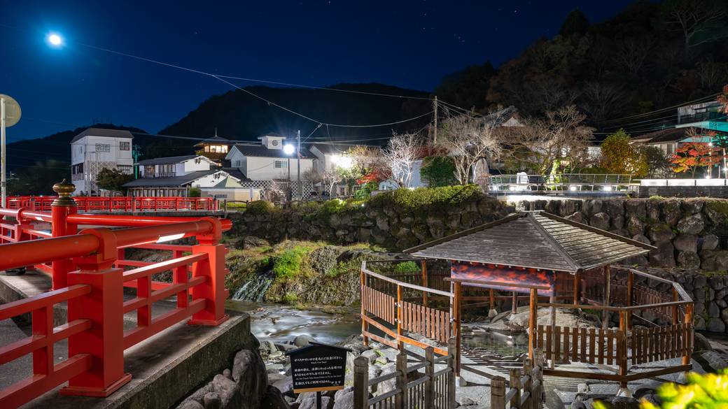 ライトアップが幻想的
夜の修善寺温泉を散策 / 1