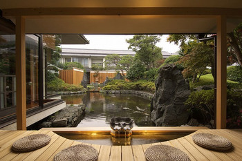 のんびり足湯♪広大な日本庭園がある純和風温泉旅館3457853