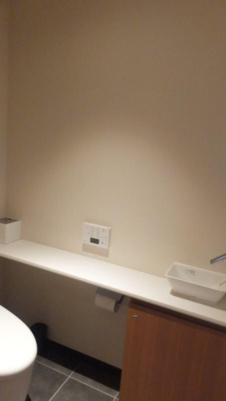 トイレは自動開閉で自動洗浄。センサーが働くので手前で撮影