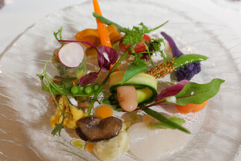 「レストラン・マッカリーナ」 料理 135011651 前菜。鴨、サーモン、フォアグラ、野菜