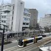 窓からの眺め。電停目の前。終電までは少し走行音聞こえる