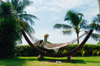 A woman swinging in a hammock